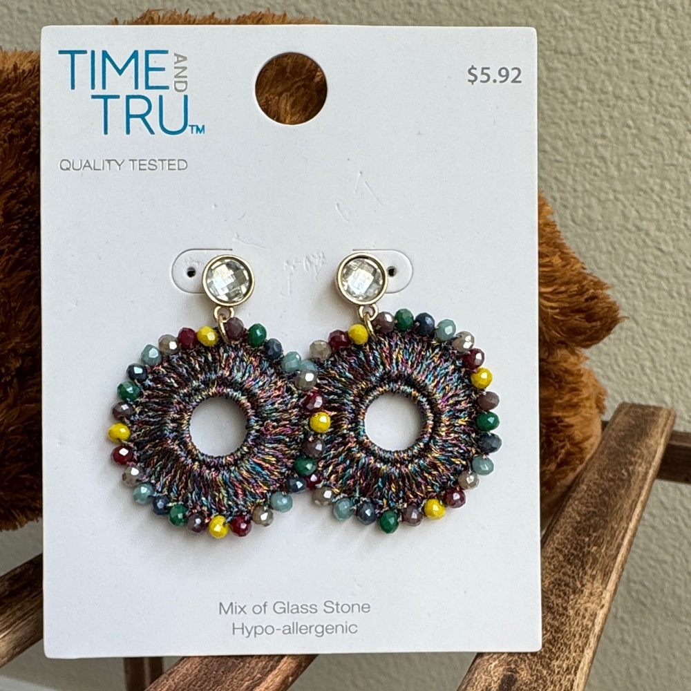 Time and Tru Multicolor Beaded Circle Earrings